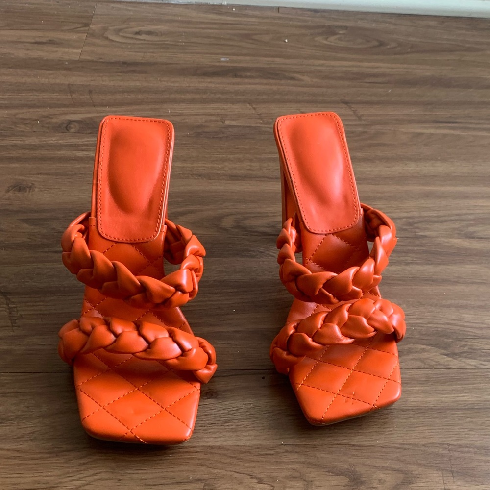 Orange leather mule never worn